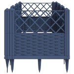 vidaXL Jardinieră de grădină cu țăruși, albastru gri, 123,5x43,5x43,5 cm, PP