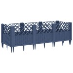 vidaXL Jardinieră de grădină cu țăruși, albastru gri, 123,5x43,5x43,5 cm, PP