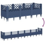 vidaXL Jardinieră de grădină cu țăruși, albastru gri, 123,5x43,5x43,5 cm, PP