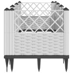 vidaXL Jardinieră de grădină cu țăruși, alb, 123,5x43,5x43,5 cm, PP
