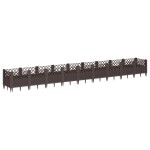 vidaXL Jardinieră de grădină cu țăruși, maro, 363,5x43,5x43,5 cm, PP vidaXL Jardinieră de grădină cu țăruși, maro, 363,5x43,5x43,5 cm, PP