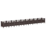vidaXL Jardinieră de grădină cu țăruși, maro, 363,5x43,5x43,5 cm, PP vidaXL Jardinieră de grădină cu țăruși, maro, 363,5x43,5x43,5 cm, PP