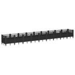 vidaXL Jardinieră de grădină cu țăruși, negru, 363,5x43,5x43,5 cm, PP vidaXL Jardinieră de grădină cu țăruși, negru, 363,5x43,5x43,5 cm, PP