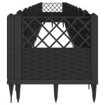 vidaXL Jardinieră de grădină cu țăruși, negru, 363,5x43,5x43,5 cm, PP vidaXL Jardinieră de grădină cu țăruși, negru, 363,5x43,5x43,5 cm, PP