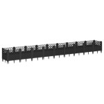 vidaXL Jardinieră de grădină cu țăruși, negru, 363,5x43,5x43,5 cm, PP vidaXL Jardinieră de grădină cu țăruși, negru, 363,5x43,5x43,5 cm, PP