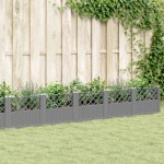 vidaXL Jardinieră grădină cu țăruși gri deschis 363,5x43,5x43,5 cm, PP