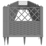 vidaXL Jardinieră grădină cu țăruși gri deschis 363,5x43,5x43,5 cm, PP