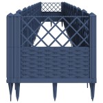 vidaXL Jardinieră de grădină cu țăruși, albastru gri, 363,5x43,5x43,5 cm, PP