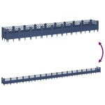 vidaXL Jardinieră de grădină cu țăruși, albastru gri, 363,5x43,5x43,5 cm, PP