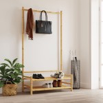 vidaXL Cuier pentru haine cu rafturi, 103x40x183 cm, bambus vidaXL Cuier pentru haine cu rafturi, 103x40x183 cm, bambus
