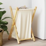 vidaXL Coș de rufe, alb crem, 41,5x36x63,5 cm, bambus vidaXL Coș de rufe, alb crem, 41,5x36x63,5 cm, bambus