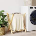 vidaXL Coș de rufe, alb crem, 45x55x63,5 cm, bambus vidaXL Coș de rufe, alb crem, 45x55x63,5 cm, bambus