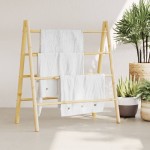 vidaXL Scară dublă pentru prosoape cu 4 trepte, 90x50x100 cm, bambus vidaXL Scară dublă pentru prosoape cu 4 trepte, 90x50x100 cm, bambus