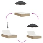 vidaXL Șezlong dublu cu perne/umbrelă de soare, bej, poliratan vidaXL Șezlong dublu cu perne/umbrelă de soare, bej, poliratan