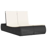 vidaXL Șezlong dublu cu perne, negru, poliratan vidaXL Șezlong dublu cu perne, negru, poliratan