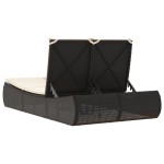 vidaXL Șezlong dublu cu perne, negru, poliratan vidaXL Șezlong dublu cu perne, negru, poliratan