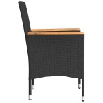 vidaXL Scaune de grădină cu perne, 2 buc., negru, poliratan