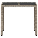 vidaXL Masă de grădină cu blat din sticlă, gri, 90x90x75 cm, poliratan vidaXL Masă de grădină cu blat din sticlă, gri, 90x90x75 cm, poliratan