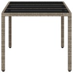 vidaXL Masă grădină blat din sticlă gri deschis 150x90x75 cm poliratan