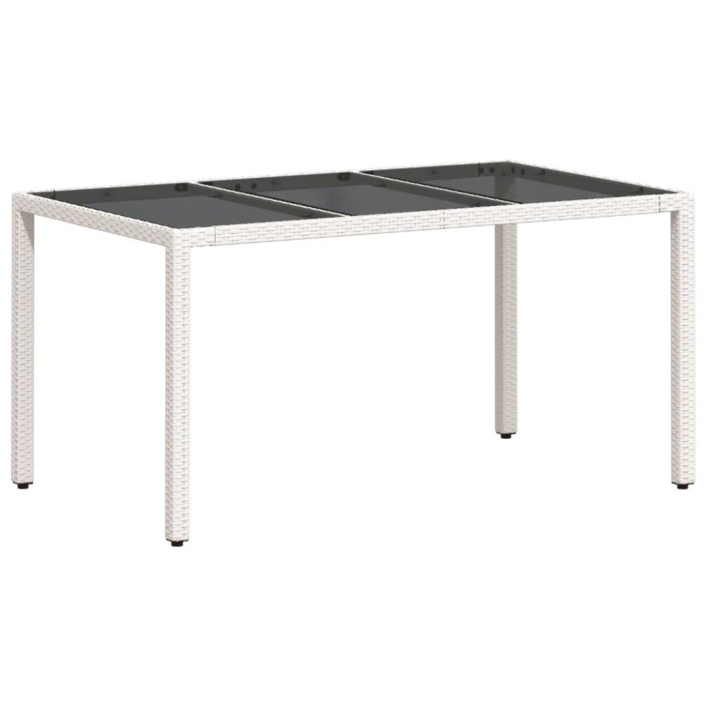 vidaXL Masă grădină cu blat din sticlă, alb, 150x90x75 cm, poliratan