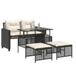 vidaXL Set canapele de grădină 4 piese cu perne negru sticlă/poliratan vidaXL Set canapele de grădină 4 piese cu perne negru sticlă/poliratan