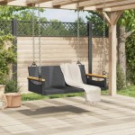 vidaXL Bancă de balansoar, negru, 109x62x40 cm, poliratan vidaXL Bancă de balansoar, negru, 109x62x40 cm, poliratan