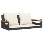 vidaXL Bancă de balansoar cu perne, negru, 109x62x40 cm, poliratan vidaXL Bancă de balansoar cu perne, negru, 109x62x40 cm, poliratan