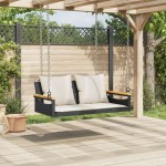 vidaXL Bancă de balansoar cu perne, negru, 109x62x40 cm, poliratan vidaXL Bancă de balansoar cu perne, negru, 109x62x40 cm, poliratan