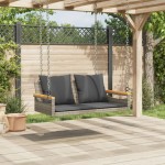 vidaXL Bancă de balansoar cu perne, gri, 109x62x40 cm, poliratan vidaXL Bancă de balansoar cu perne, gri, 109x62x40 cm, poliratan