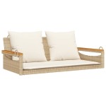 vidaXL Bancă de balansoar cu perne, bej, 109x62x40 cm, poliratan vidaXL Bancă de balansoar cu perne, bej, 109x62x40 cm, poliratan