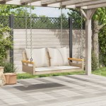 vidaXL Bancă de balansoar cu perne, bej, 109x62x40 cm, poliratan vidaXL Bancă de balansoar cu perne, bej, 109x62x40 cm, poliratan