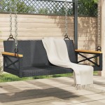 vidaXL Bancă de balansoar, negru, 109x62x40 cm, poliratan vidaXL Bancă de balansoar, negru, 109x62x40 cm, poliratan