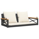 vidaXL Bancă de balansoar cu perne, negru, 109x62x40 cm, poliratan vidaXL Bancă de balansoar cu perne, negru, 109x62x40 cm, poliratan