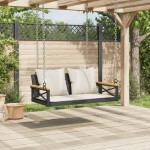 vidaXL Bancă de balansoar cu perne, negru, 109x62x40 cm, poliratan vidaXL Bancă de balansoar cu perne, negru, 109x62x40 cm, poliratan