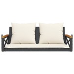 vidaXL Bancă de balansoar cu perne, negru, 109x62x40 cm, poliratan vidaXL Bancă de balansoar cu perne, negru, 109x62x40 cm, poliratan