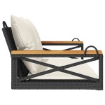 vidaXL Bancă de balansoar cu perne, negru, 109x62x40 cm, poliratan vidaXL Bancă de balansoar cu perne, negru, 109x62x40 cm, poliratan