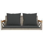 vidaXL Bancă de balansoar cu perne, gri, 109x62x40 cm, poliratan vidaXL Bancă de balansoar cu perne, gri, 109x62x40 cm, poliratan