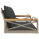 vidaXL Bancă de balansoar cu perne, gri, 109x62x40 cm, poliratan vidaXL Bancă de balansoar cu perne, gri, 109x62x40 cm, poliratan