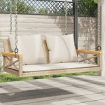 vidaXL Bancă de balansoar cu perne, bej, 109x62x40 cm, poliratan vidaXL Bancă de balansoar cu perne, bej, 109x62x40 cm, poliratan