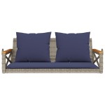 vidaXL Bancă de balansoar cu perne, gri, 109x62x40 cm, poliratan vidaXL Bancă de balansoar cu perne, gri, 109x62x40 cm, poliratan