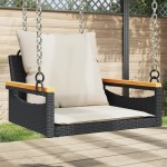 vidaXL Bancă de balansoar cu perne, negru, 63x62x40 cm, poliratan vidaXL Bancă de balansoar cu perne, negru, 63x62x40 cm, poliratan