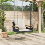 vidaXL Bancă de balansoar cu perne, negru, 63x62x40 cm, poliratan vidaXL Bancă de balansoar cu perne, negru, 63x62x40 cm, poliratan