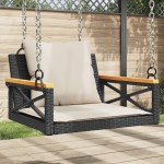 vidaXL Bancă de balansoar cu perne, negru, 63x62x40 cm, poliratan vidaXL Bancă de balansoar cu perne, negru, 63x62x40 cm, poliratan