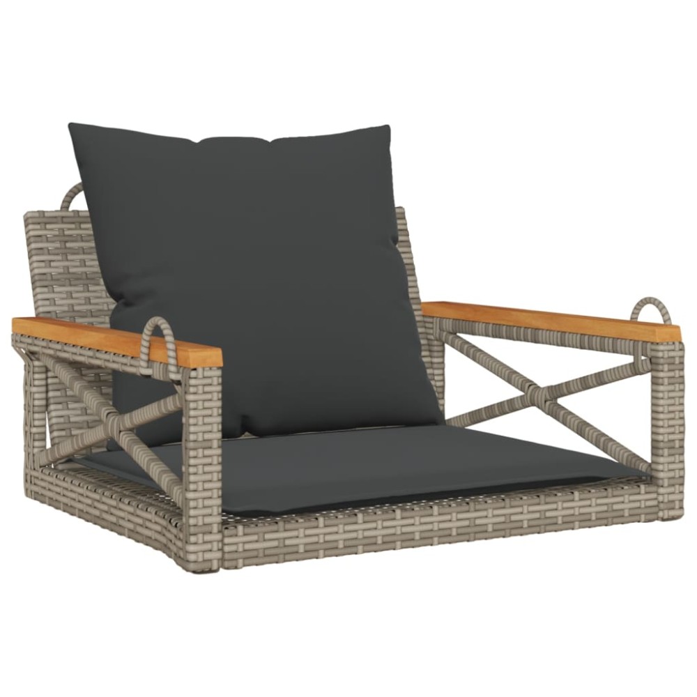 vidaXL Bancă de balansoar cu perne, gri, 63x62x40 cm, poliratan