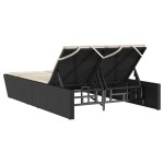 vidaXL Șezlong dublu cu perne, negru, poliratan vidaXL Șezlong dublu cu perne, negru, poliratan
