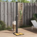 vidaXL Duș de exterior, negru, 50x55x224 cm, poliratan și lemn acacia vidaXL Duș de exterior, negru, 50x55x224 cm, poliratan și lemn acacia