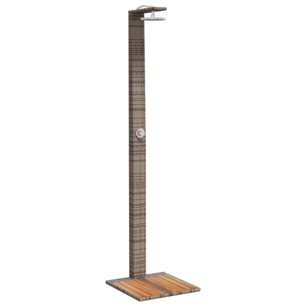 vidaXL Duș de exterior, gri, 50x55x224 cm, poliratan și lemn acacia