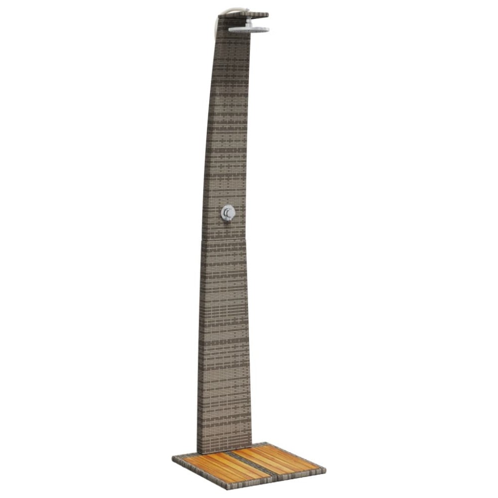 vidaXL Duș de exterior, gri, 55x60x224 cm, poliratan și lemn acacia