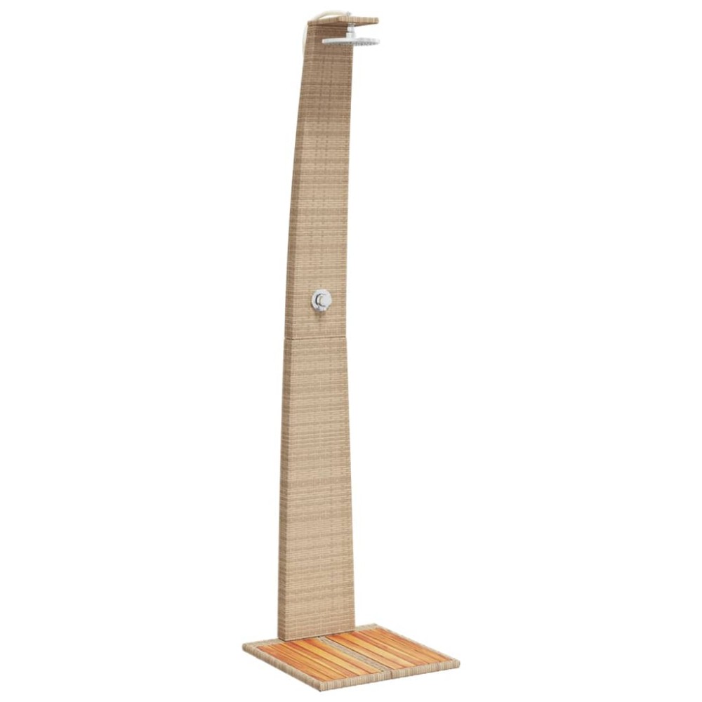 vidaXL Duș de exterior, bej, 55x60x224 cm, poliratan și lemn acacia