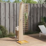 vidaXL Duș de exterior, bej, 55x60x224 cm, poliratan și lemn acacia
